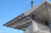 Rot-Weiss Essen, Symbolbild, Stadion Essen, Tribünendach, Rot-Weiss Essen, Symbolbild, Stadion Essen, Tribünendach