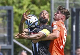 MSV-Verteidiger Tobias Fleckstein im Zweikampf mit einem Spieler von Notts County.