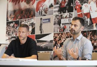 Marc-Nicolai Pfeifer (links, Vereinschef) und Alexander Rang (Vertriebsvorstand) von Rot-Weiss Essen im großen Interview.