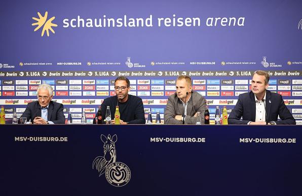 Von links: Präsident Ingo Wald, Trainer Boris Schommers, Sportchef Chris Schmoldt und Geschäftsführer Peter Mohnhaupt.