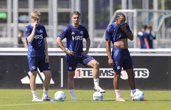 Martin Wasinski, Aris Bayindir und Anton Donkor (von links) sind im Trainingslager-Kader des FC Schalke 04.