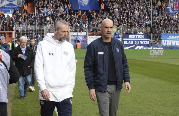 RB-Trainer Marco Rose (links) mit dem damaligen Bochum-Coach Thomas Letsch.