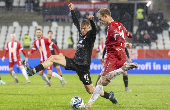 Julian Eitschberger (links), hier noch im Halle-Trikot, und Lucas Brumme werden RWE in Hilden fehlen.