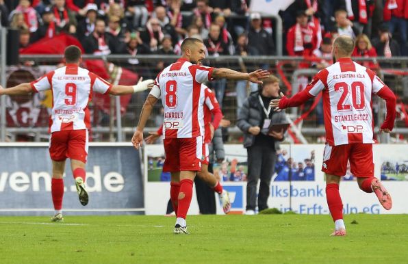 Freude bei Fortuna Köln: bei Hohkeppel gab es einen 3:1-Sieg.